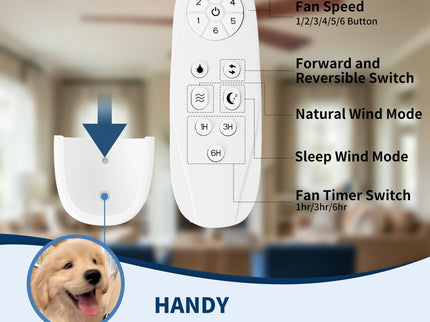 Ceiling Fan With Light And Remote Control, Noiseless, 6 Speeds Reversible, Quiet DC - Matte Black