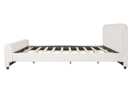 Luxury Upholstered Bed Frame With Curved Headboard & Footboard