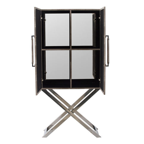 Cabinet - Silver - Faux Leather
