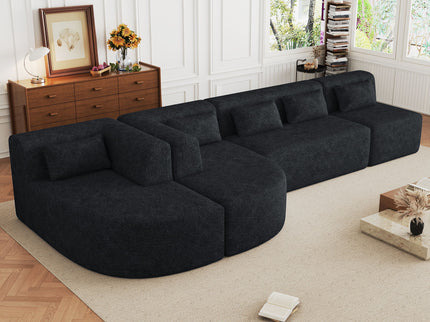 Upholstered Sofa Free Combined Sofa Couch With 2 Chaise Lounge And Five Back Pillows For Living Room