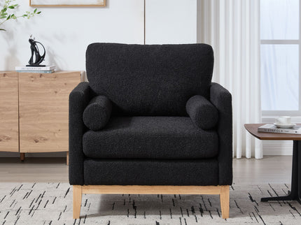 Wide Modern Performance Accent Chair With Natural Legs