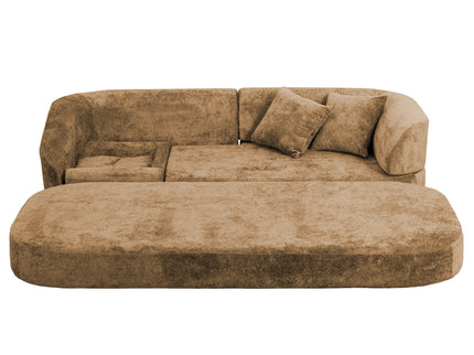 3 Seater Sofa With Built In Pet Bed Nook, Curved Design And 2 Throw Pillows