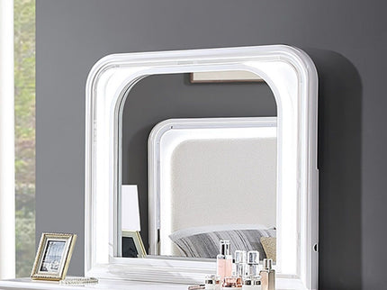 Pearl Dresser With Mirror 6 Drawers Spacious Storage - White