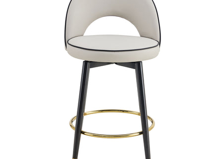 Modern Upholstered 360° Rotatable Bar Chair With Metal Legs For Dining Room (Set of 2)