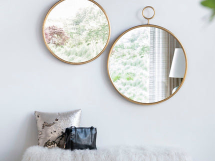 Circle Wall Mirror With Iron Frame, Accent Mirror For Living Room