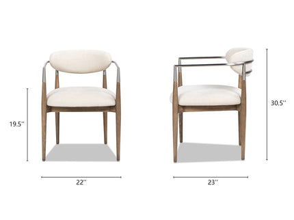 Artemis - Mixed Material Upholstered Dining Arm Chair - Warm White