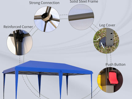 Outsunny - 10' x 19.2' Pop Up Canopy Tent, Heavy Duty Tent For Parties, Outdoor Instant Gazebo Sun Shade Shelter With Carry Bag For Catering, Events, Wedding, Backyard Bbq