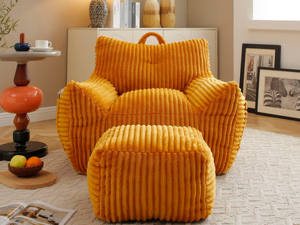 Giant Bean Bag Chair With Armrests And Footstool