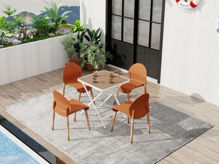 4 Piece Set Of Single Chairs With A Folding Square Table