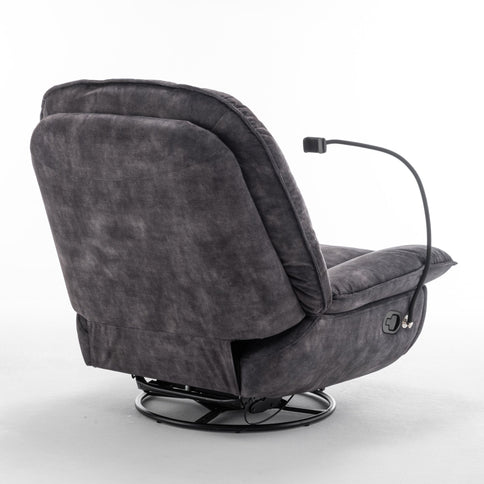Modern Swivel Gliding Recliner Chair With Rocking Function And Phone Holder, Large Comfortable