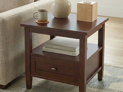 Warm Shaker - End Table With Smooth Drawer Storage - Brown