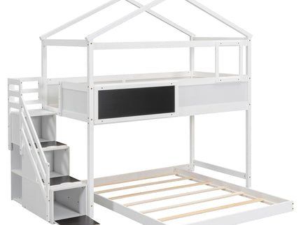 House Style Bunk Bed With Storage Staircase And board