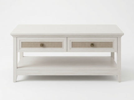 Coffee Table With Drawers & Storage Shelf - White