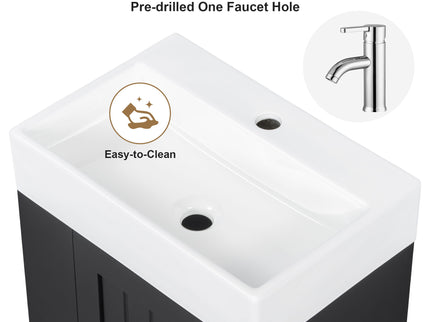 Modern Bathroom Vanity With Sink, Storage Cabinet, Drawer & Side Shelf