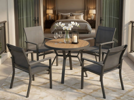 5 Piece Patio Dining Set & Table And Chairs For Outdoor Use - Gray