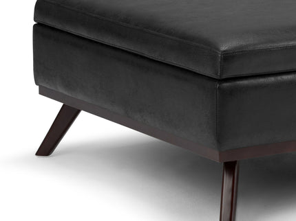 Owen - Square Coffee Table Storage Ottoman - Distressed Black