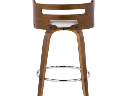 Cosini - Mid Century Modern Fixed Height Barstool With Swivel With Round Footrest (Set of 2)
