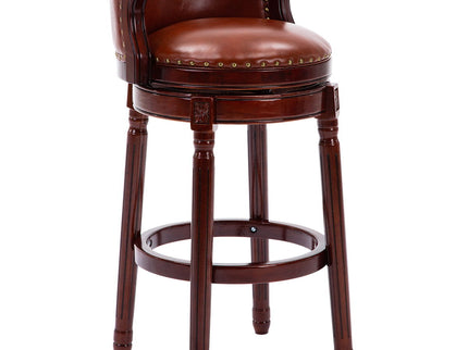 Cow Top Leather Wooden Bar Stools Box - Brown / Blue