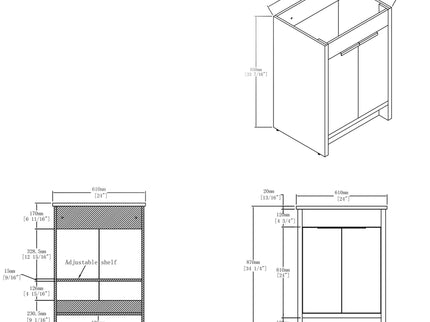 Freestanding Bathroom Vanity Cabinet With Soft Close Doors, Cabinet Only