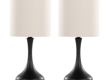 Genie - Contemporary Table Lamp (Set of 2) - Matte Black / Oatmeal