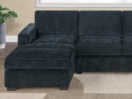 U - Sectional Sofa Upholstered LAF / RAF Chaise With Armless Loveseat And Chairs - Black