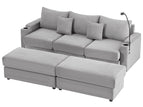 Dark Gray / 3 Seater Sofa With 2 Ottomans