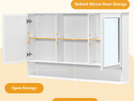 Double Sink Bathroom Vanity Set With Wall Mount Mirror Cabinet