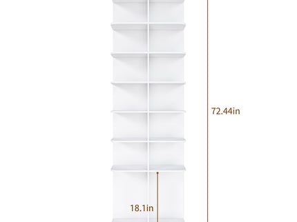 7 Tier Square Rotating Shoe Rack Tower With 360° Spinning Organizer - White