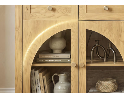 Sideboard Cabinet With 4 Drawers And 4 Arched Glass Doors
