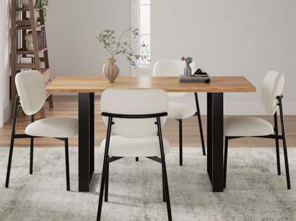 Modern Upholstered Dining Chairs With Metal Legs (Set of 2) - Beige