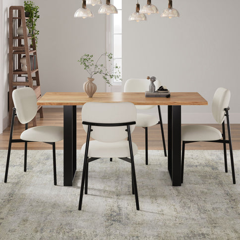 Modern Upholstered Dining Chairs With Metal Legs (Set of 2) - Beige