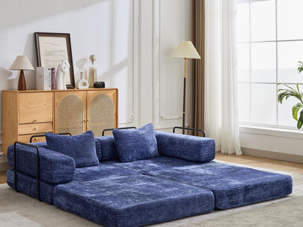Convertible Floor Sofa Bed With Pillow Back Support Armrest