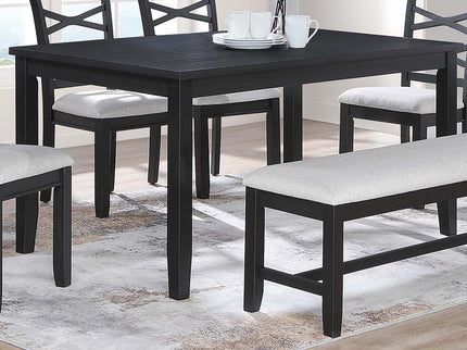 Dining Set 6 Piece With Table And Upholstered X Back Chairs - Charcoal