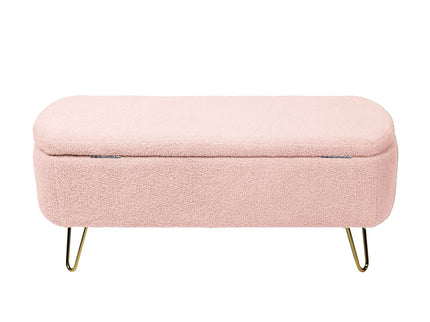 Storage Ottoman Bench For End Of Bed Legs, Modern Camel Faux Fur Entryway Bench Upholstered Padded With Storage For Living Room Bedroom