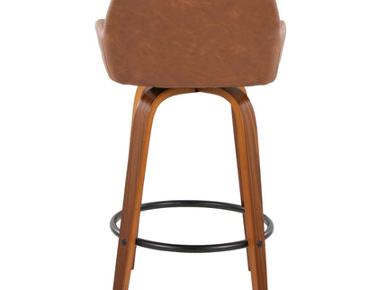 Daniella - Contemporary Fixed Height Counter Stool With Swivel With Round Footrest (Set of 2)