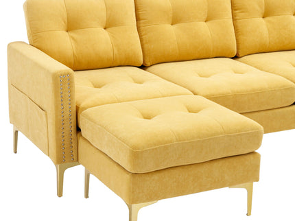 Modern L - Shape Convertible Sectional Sofa With Movable Ottoman
