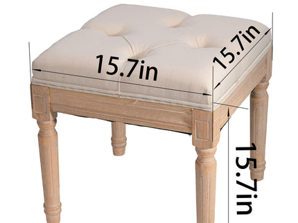 Small Padded Square Ottoman Bench For Living Room - Beige