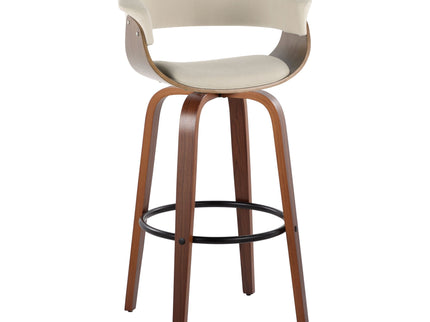 Vintage Mod - Mid Century Modern Fixed Height Barstool With Swivel & Round Footrest (Set of 2)