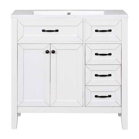 Modern Bathroom Vanity With Sink, Freestanding With Drawers And Doors