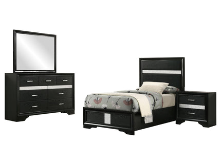Modern Bedroom Set With Upholstered Headboard And Textured Storage