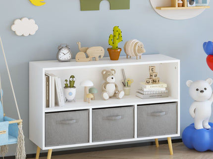 Bookcase With Collapsible Drawers, Book Display Organizer