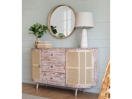 TV Console With Cane Doors - Multicolor