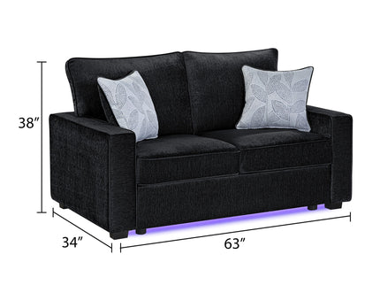 Rita - Loveseat, LED Base Lighting, Cushions And 2 Accent Pillows