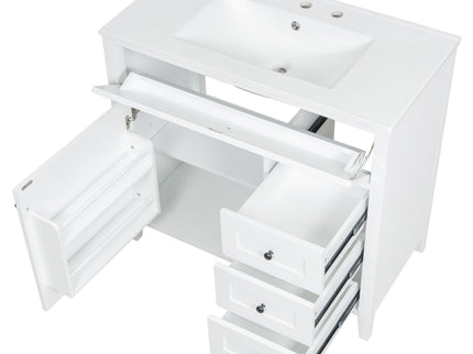 Bathroom Vanity With Sink, Cabinet With 3 Drawers And Adjustable Shelf