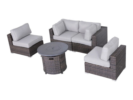 Wicker Outdoor Lounge Set With Cushions And Fire Pit