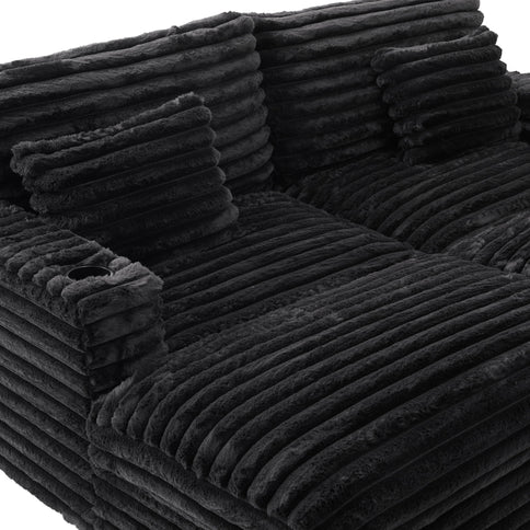 Oversized Double Chaise Lounge Sofa Bed With USB Ports And Cup Holders