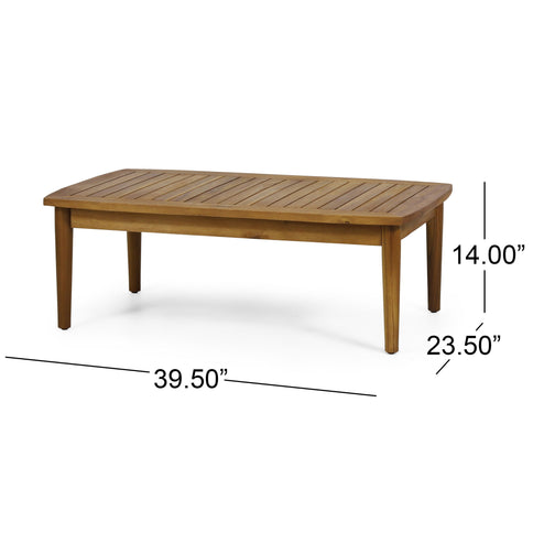 Outdoor Acacia Wood Loveseat Set With Coffee Table