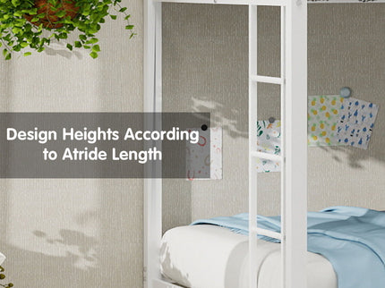 Bunk Bed For Kids, Convertible Frame With Ladders & Guardrail