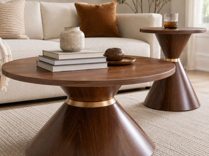 2 Piece Round Coffee Table Set For Living Room