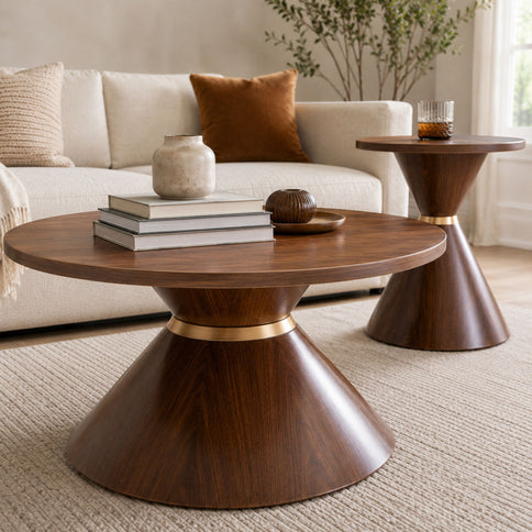 2 Piece Round Coffee Table Set For Living Room